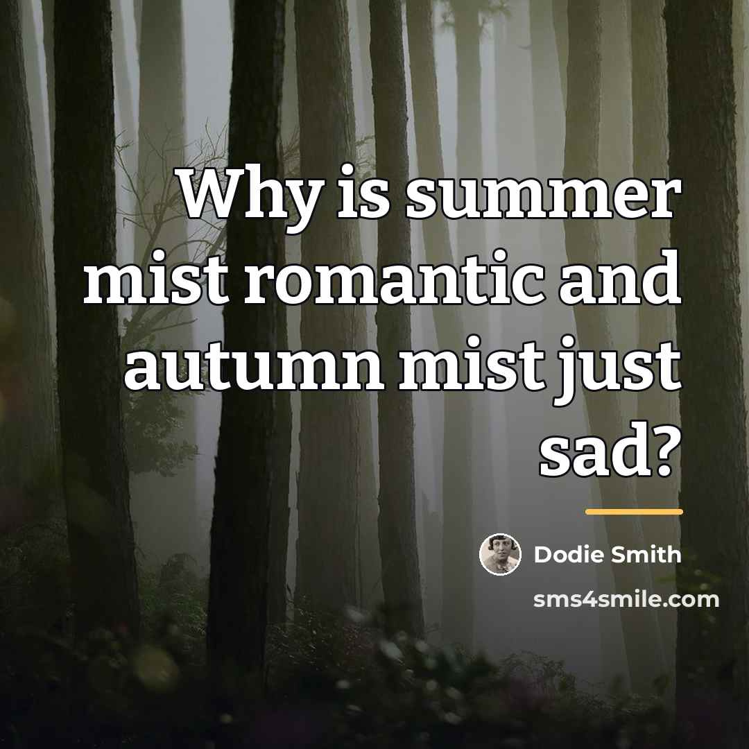 “Why is summer mist romantic and autumn mist just sad?…” quote by Dodie Smith
