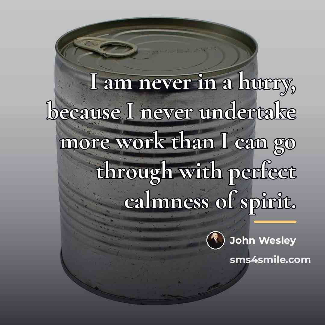 “I am never in a hurry, because I never undertake…” quote by John Wesley