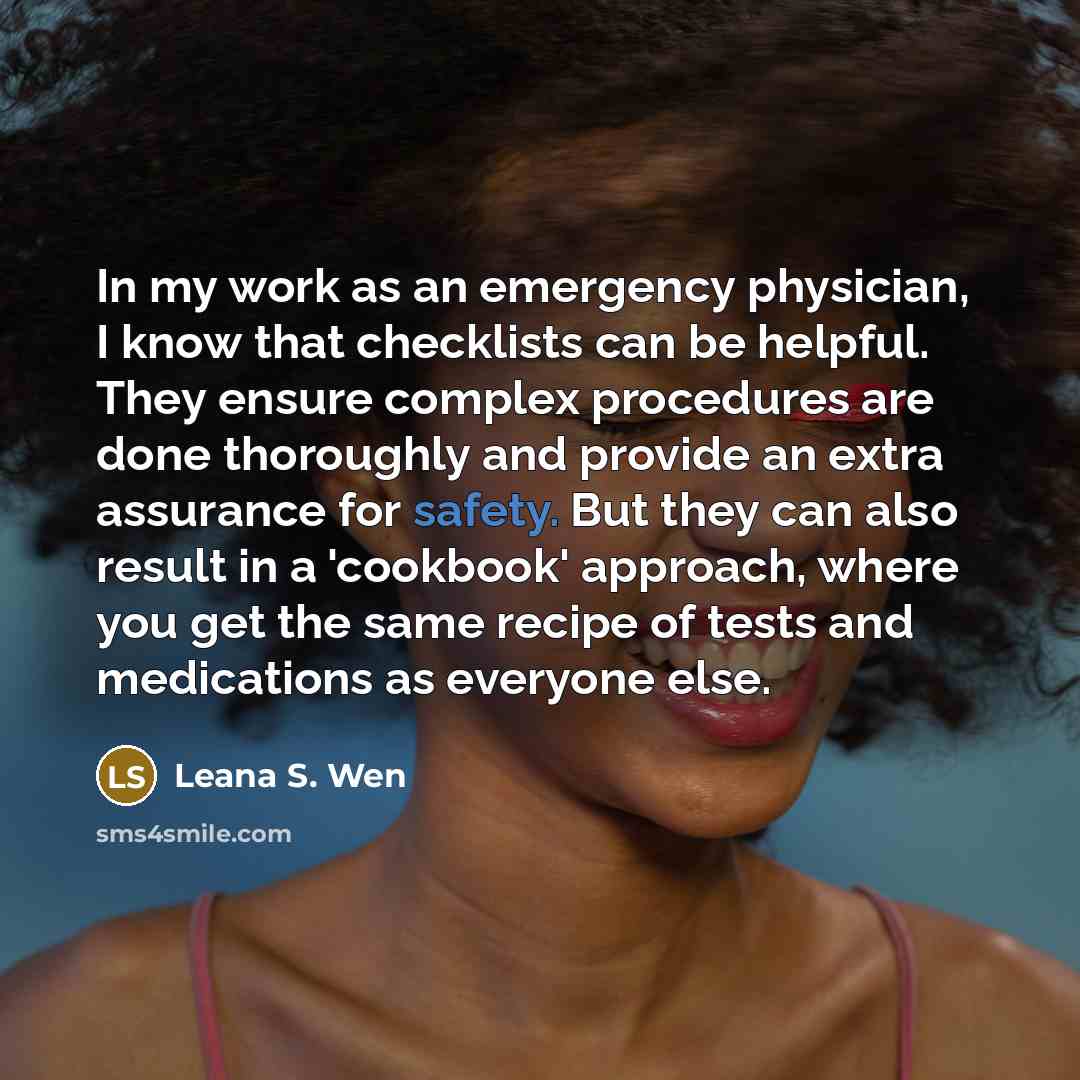 “In my work as an emergency physician, I know that…” quote by Leana S. Wen