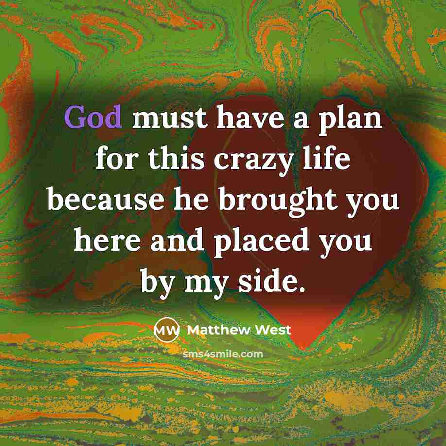 “God must have a plan for this crazy life because…” quote by Matthew West