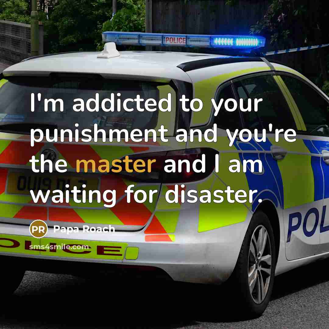 “I'm addicted to your punishment and you're the master and…” quote by Papa Roach