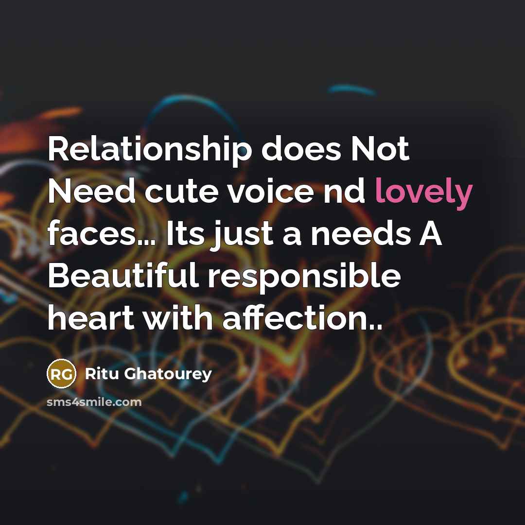 “Relationship does Not Need cute voice nd lovely faces.... Its…” quote by Ritu Ghatourey