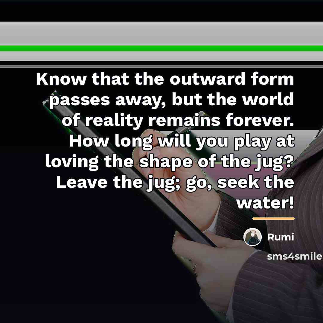 “Know that the outward form passes away, but the world…” quote by Rumi