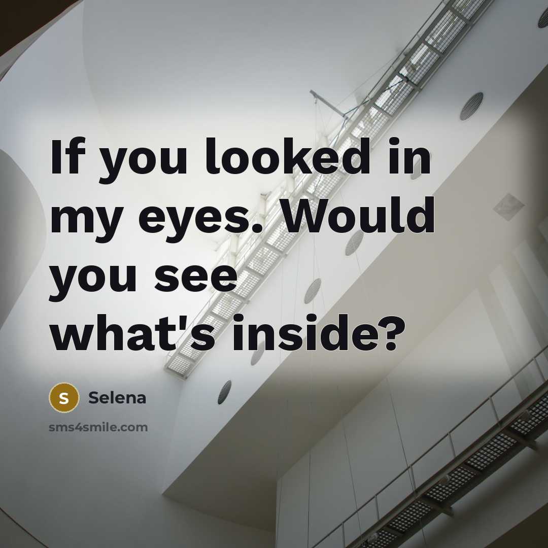 “If you looked in my eyes. Would you see what's inside?” quote by Selena