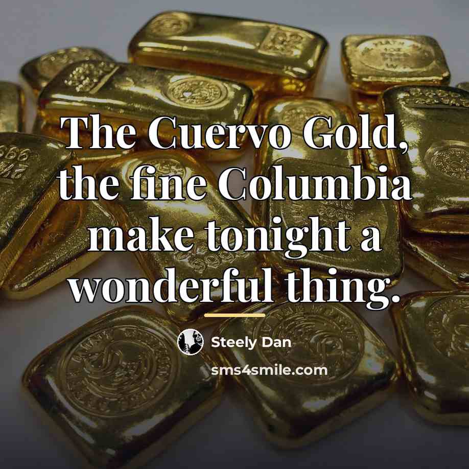 “The Cuervo Gold, the fine Columbia make tonight a wonderful…” quote by Steely Dan