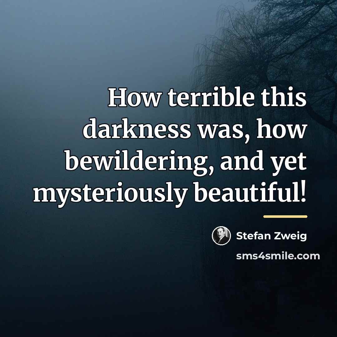 “How terrible this darkness was, how bewildering, and yet mysteriously…” quote by Stefan Zweig
