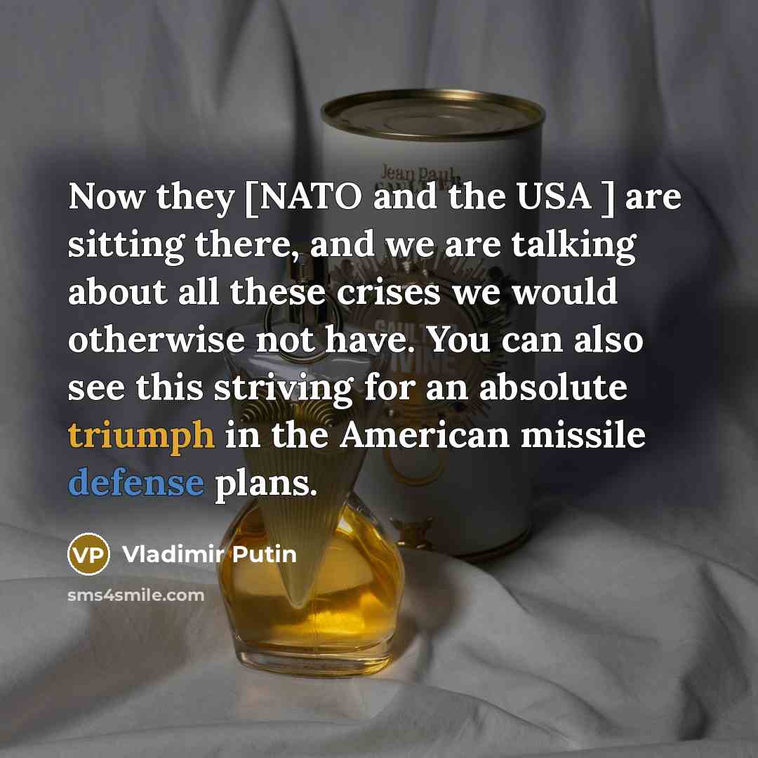 “Now they [NATO and the USA ] are sitting there,…” quote by Vladimir Putin