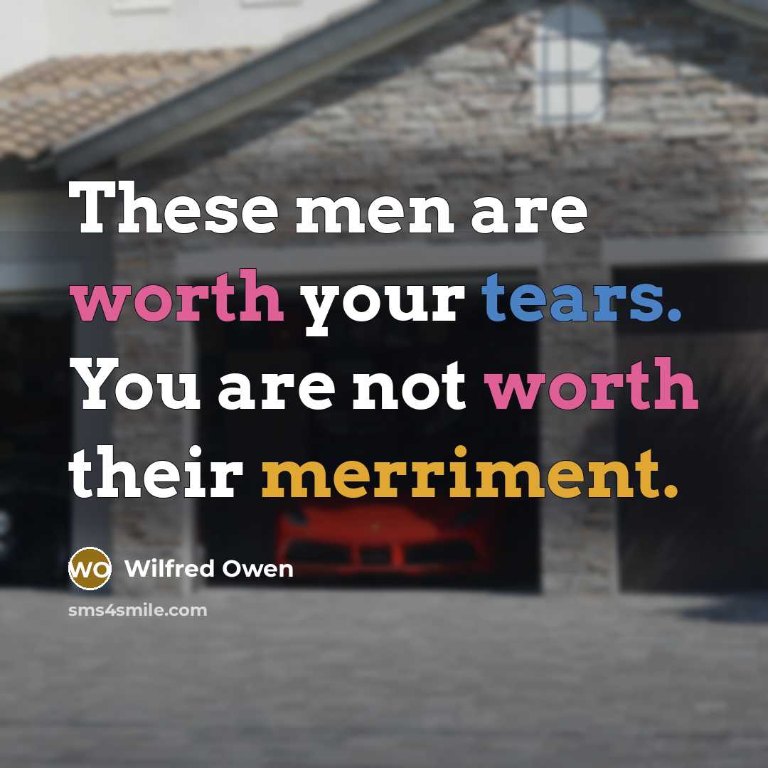 “These men are worth your tears. You are not worth…” quote by Wilfred Owen