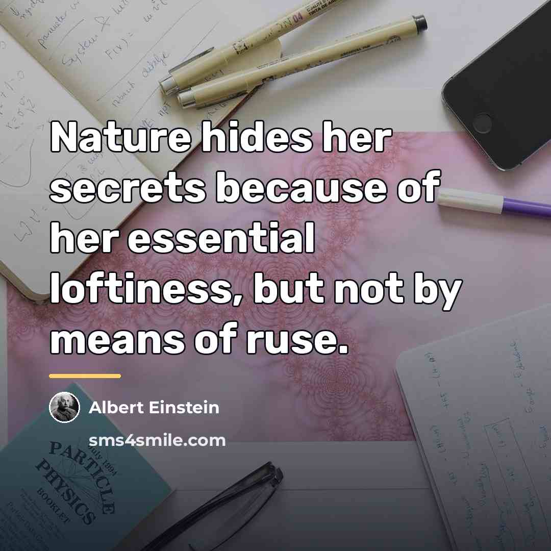“Nature hides her secrets because of her essential loftiness, but…” quote by Albert Einstein