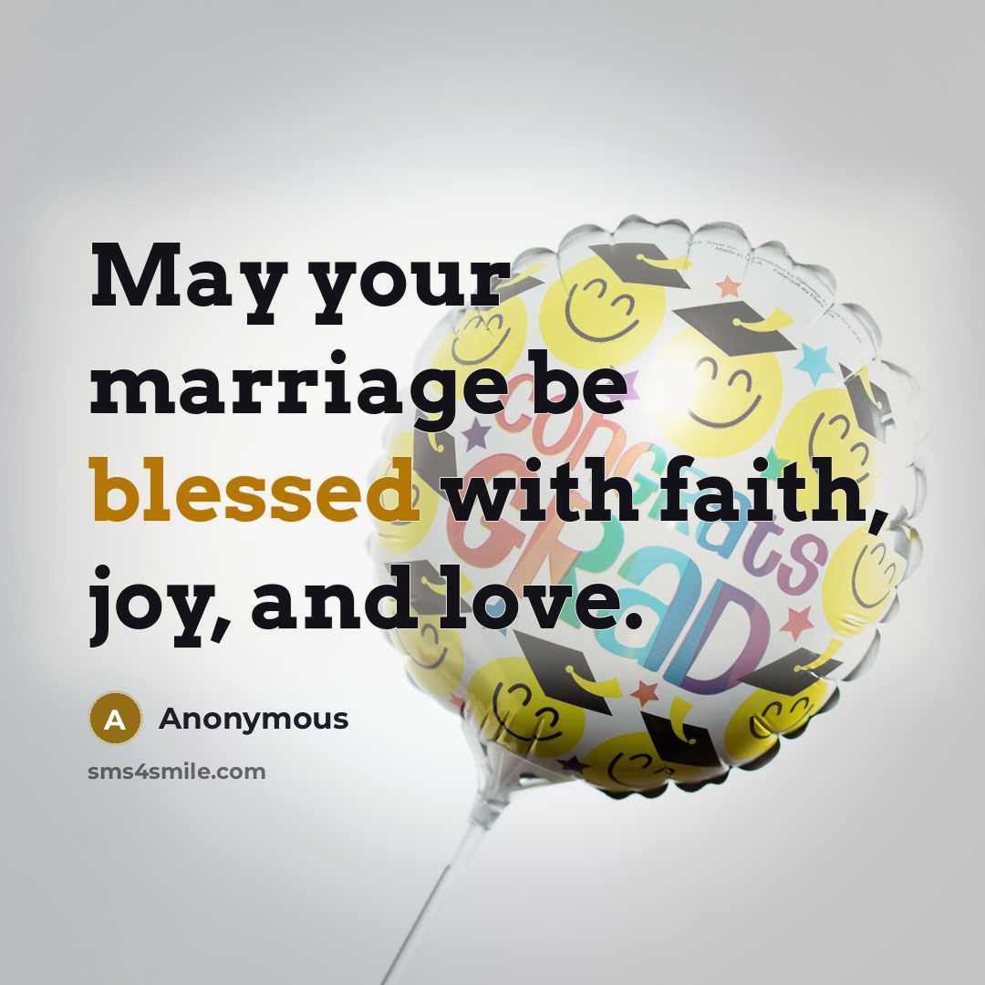 “May your marriage be blessed with faith, joy, and love.…” quote by Anonymous