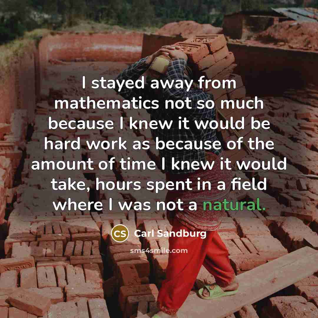 “I stayed away from mathematics not so much because I…” quote by Carl Sandburg
