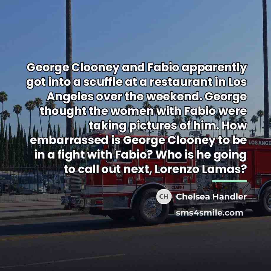 “George Clooney and Fabio apparently got into a scuffle at…” quote by Chelsea Handler
