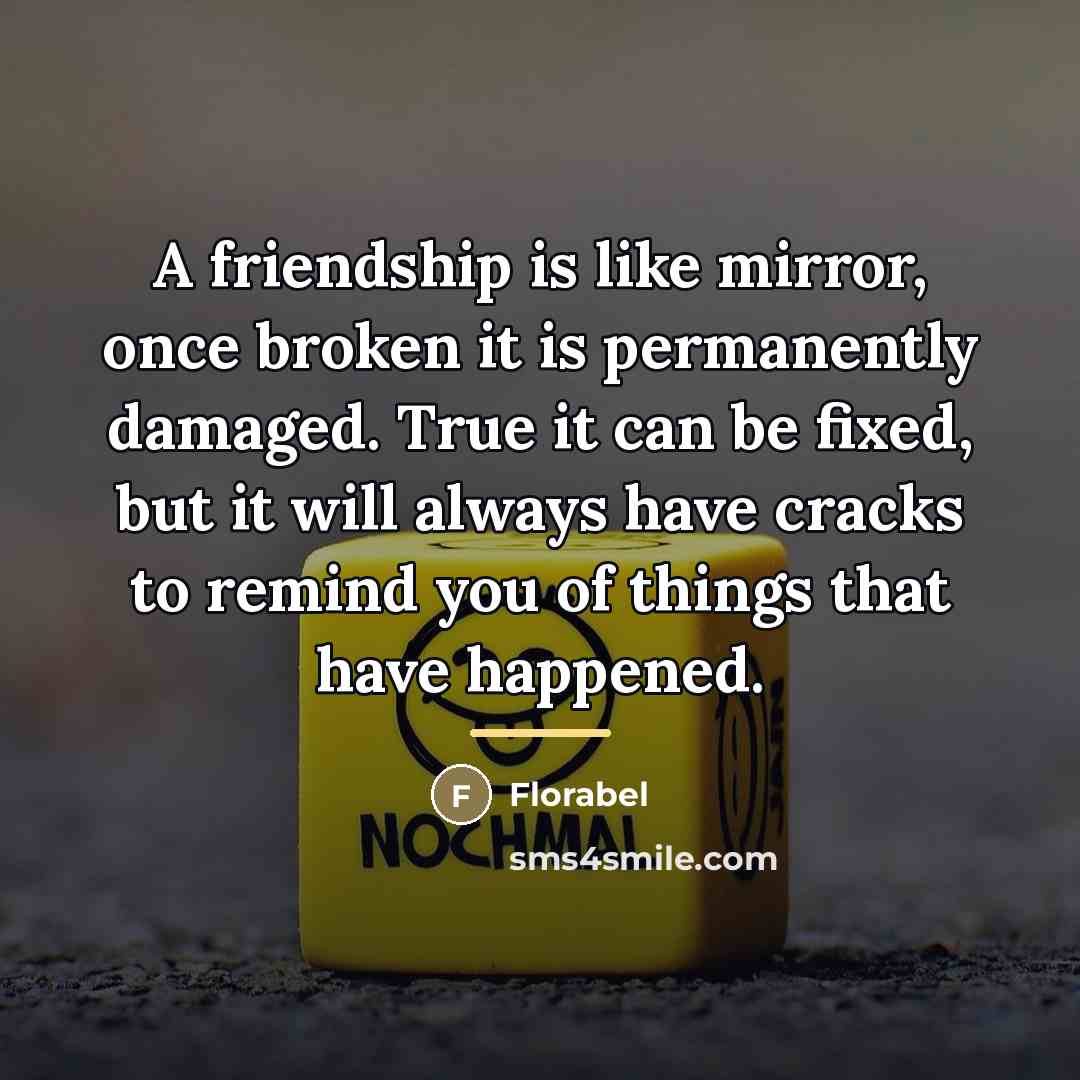 “A friendship is like mirror, once broken it is permanently…” quote by Florabel