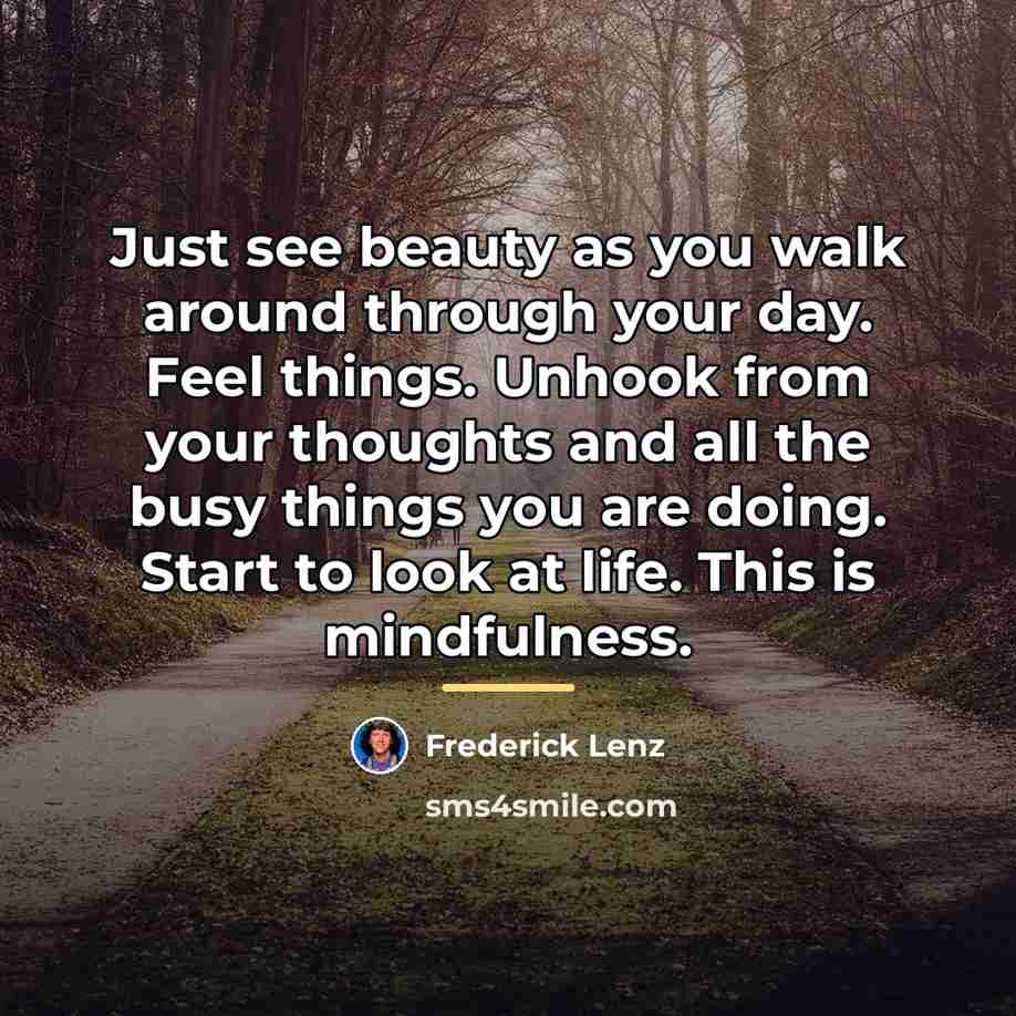 “Just see beauty as you walk around through your day.…” quote by Frederick Lenz