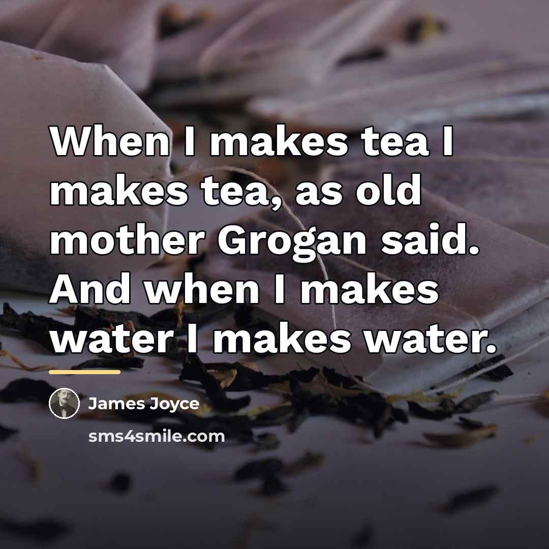 “When I makes tea I makes tea, as old mother…” quote by James Joyce