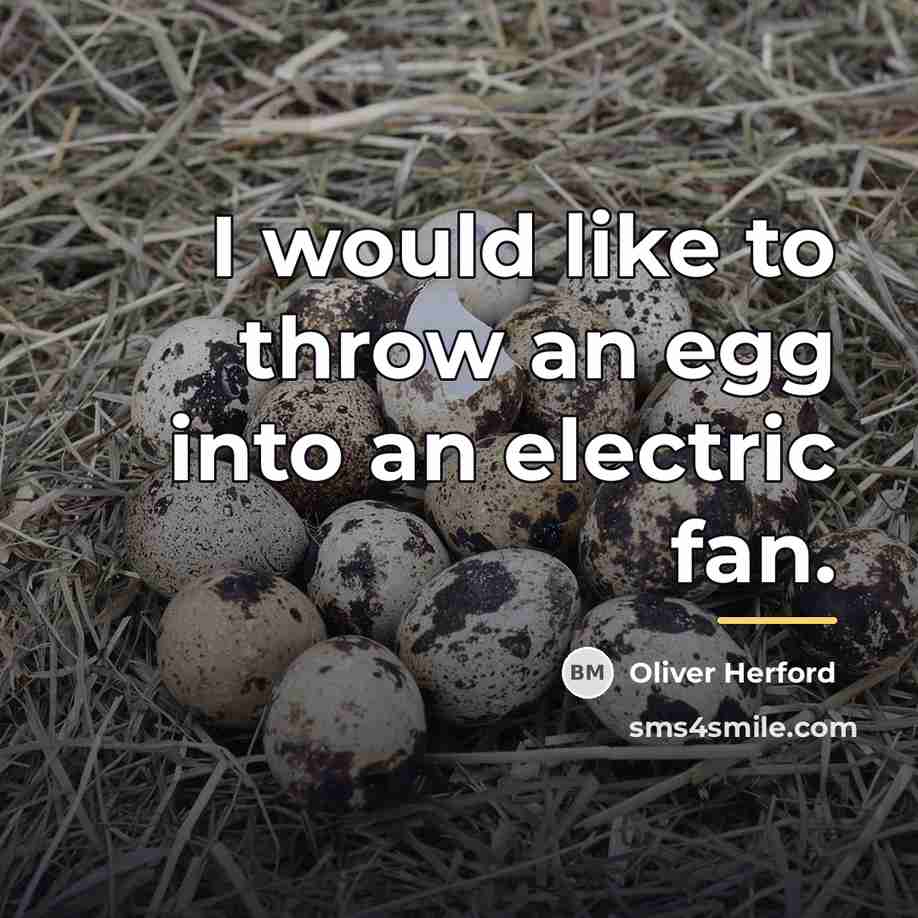 “I would like to throw an egg into an electric…” quote by Oliver Herford