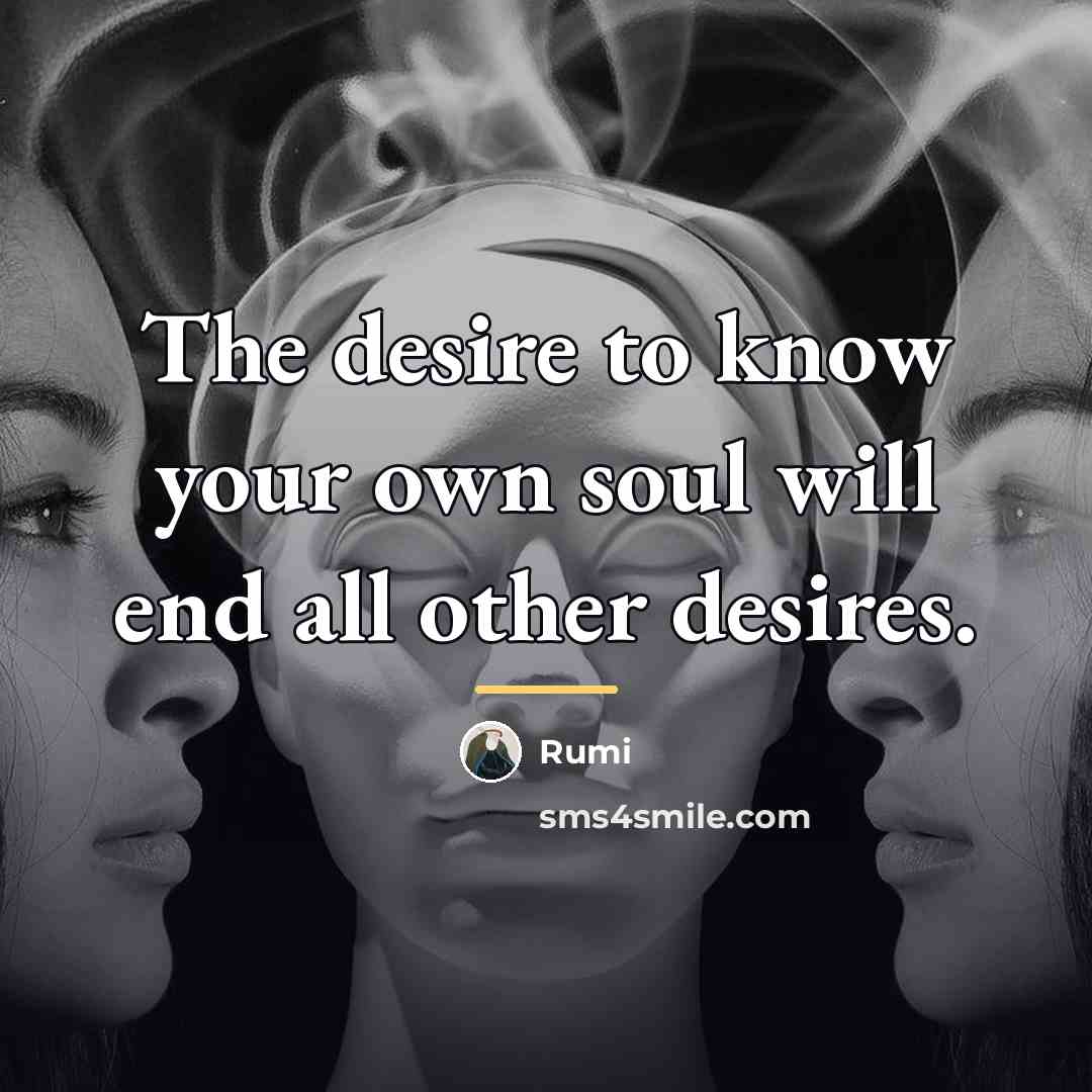 “The desire to know your own soul will end all…” quote by Rumi