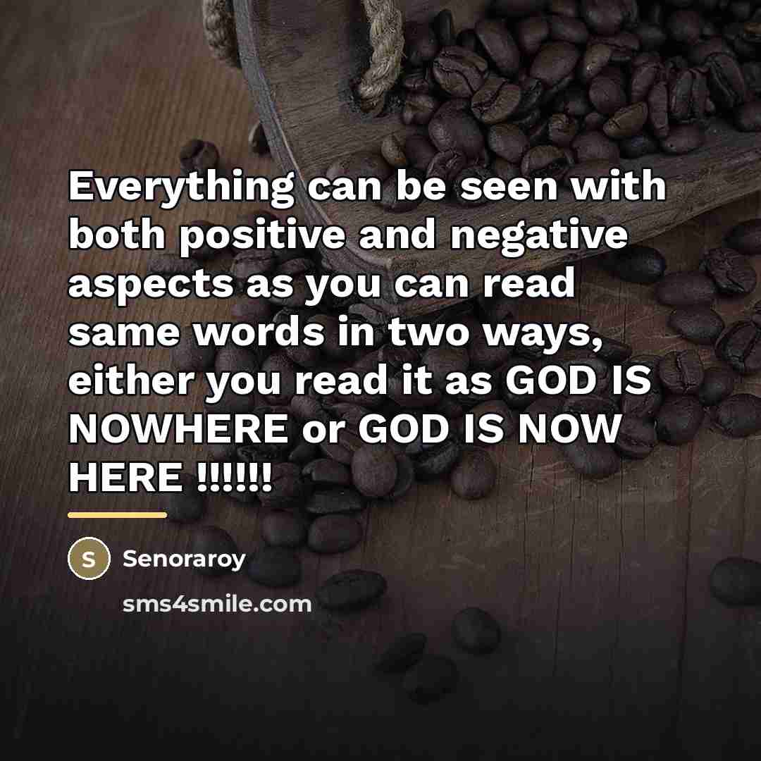 “Everything can be seen with both positive and negative aspects…” quote by Senoraroy