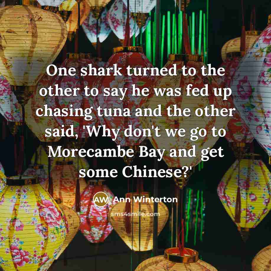“One shark turned to the other to say he was…” quote by Ann Winterton