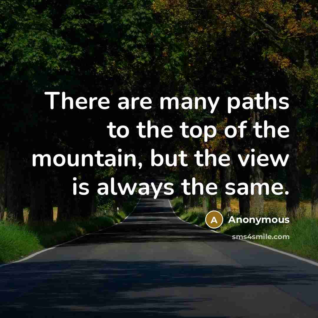 “There are many paths to the top of the mountain,…” quote by Anonymous