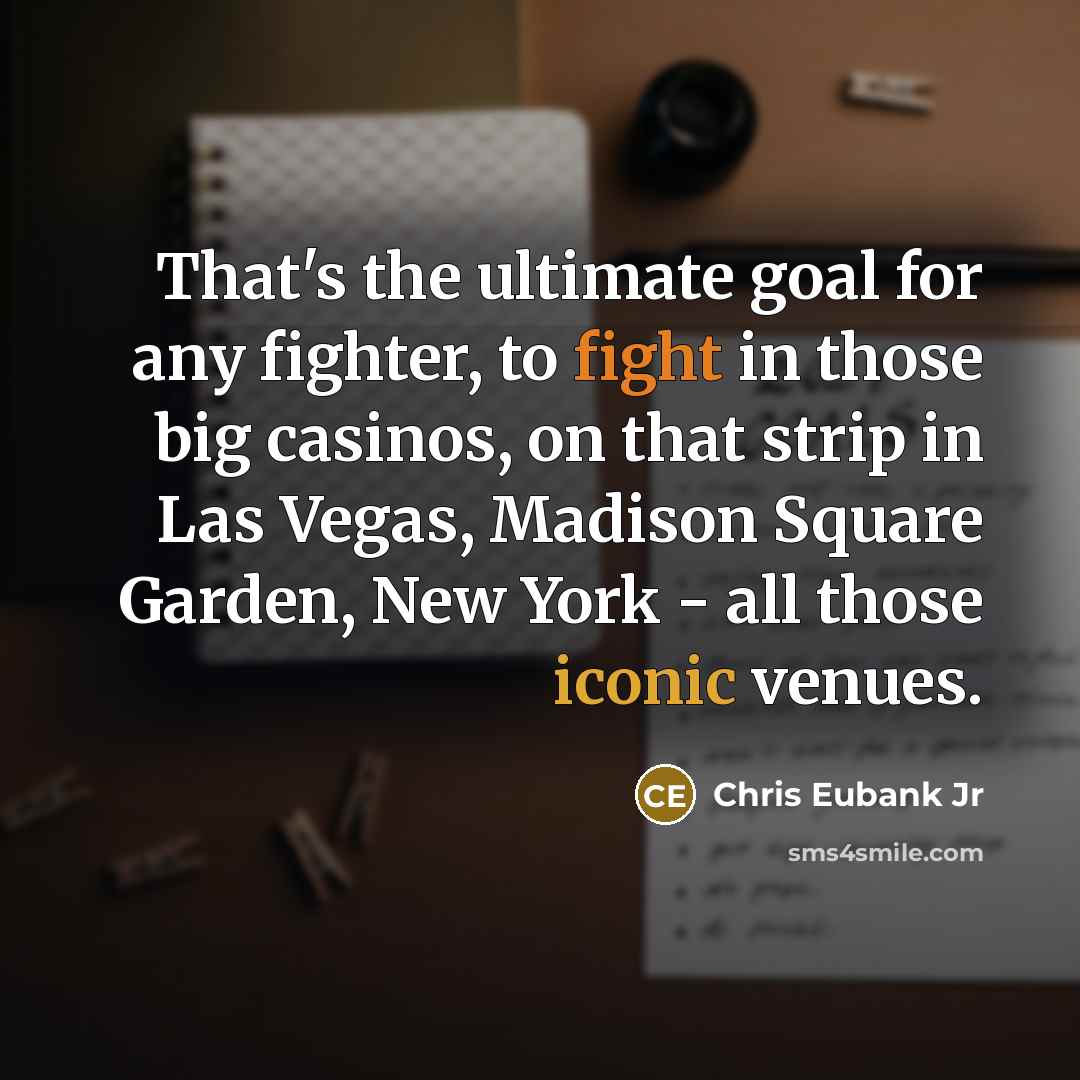 “That's the ultimate goal for any fighter, to fight in those big casinos, on that strip in Las Vegas, Madison Square Garden, New York - all those iconic venues.” quote by Chris Eubank Jr