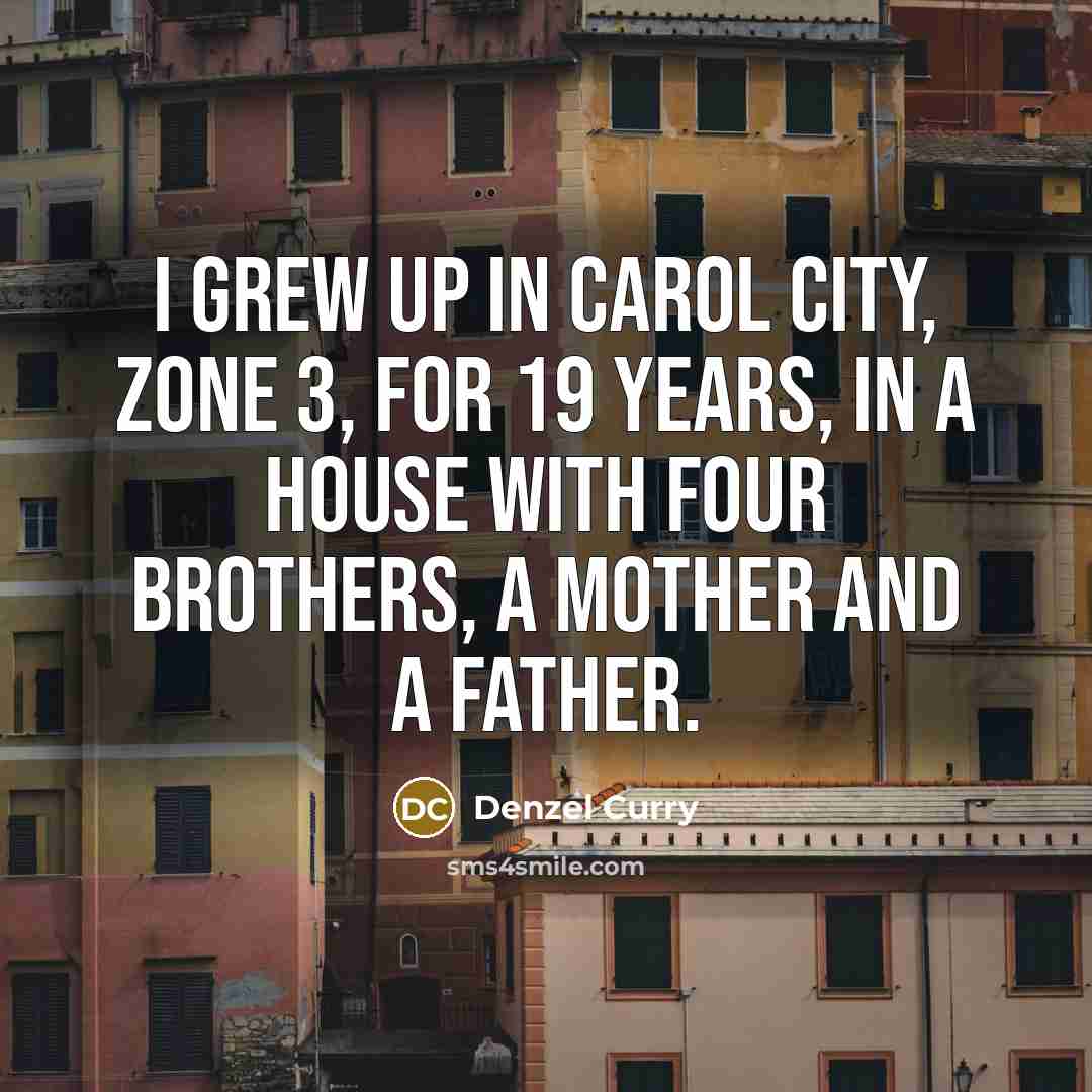 “I grew up in Carol City, Zone 3, for 19…” quote by Denzel Curry