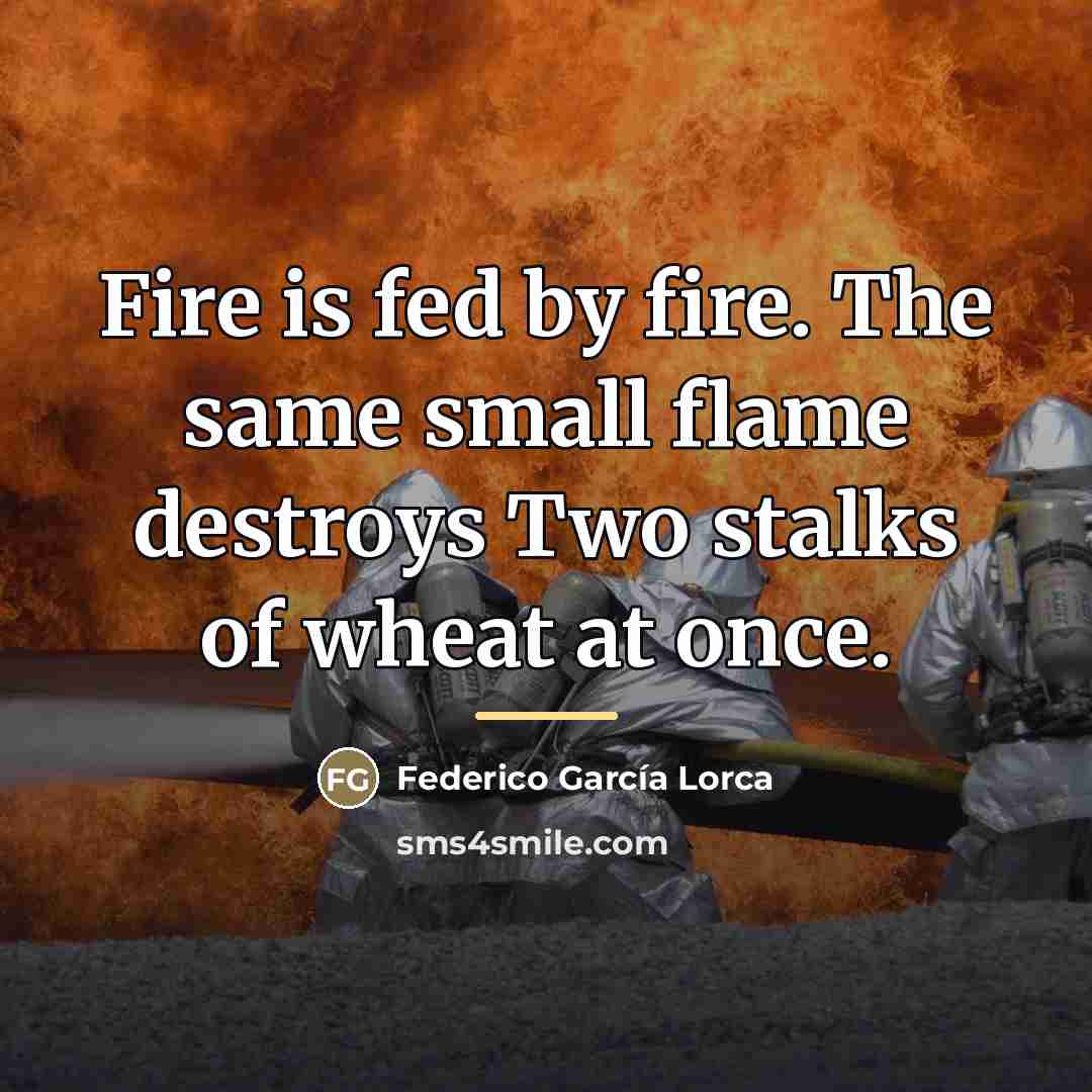 “Fire is fed by fire. The same small flame destroys…” quote by Federico Garcia Lorca