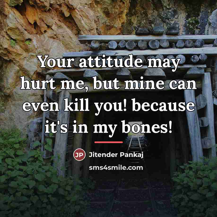 “Your attitude may hurt me, but mine can even kill…” quote by Anonymous