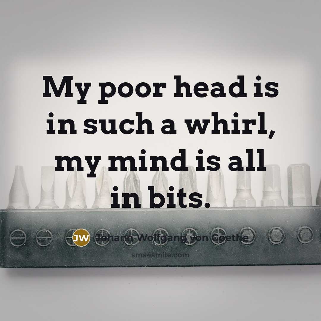 “My poor head is in such a whirl, my mind…” quote by Johann Wolfgang von Goethe