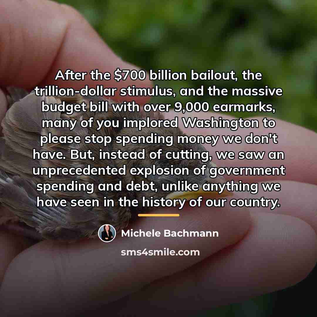“After the $700 billion bailout, the trillion-dollar stimulus, and the…” quote by Michele Bachmann