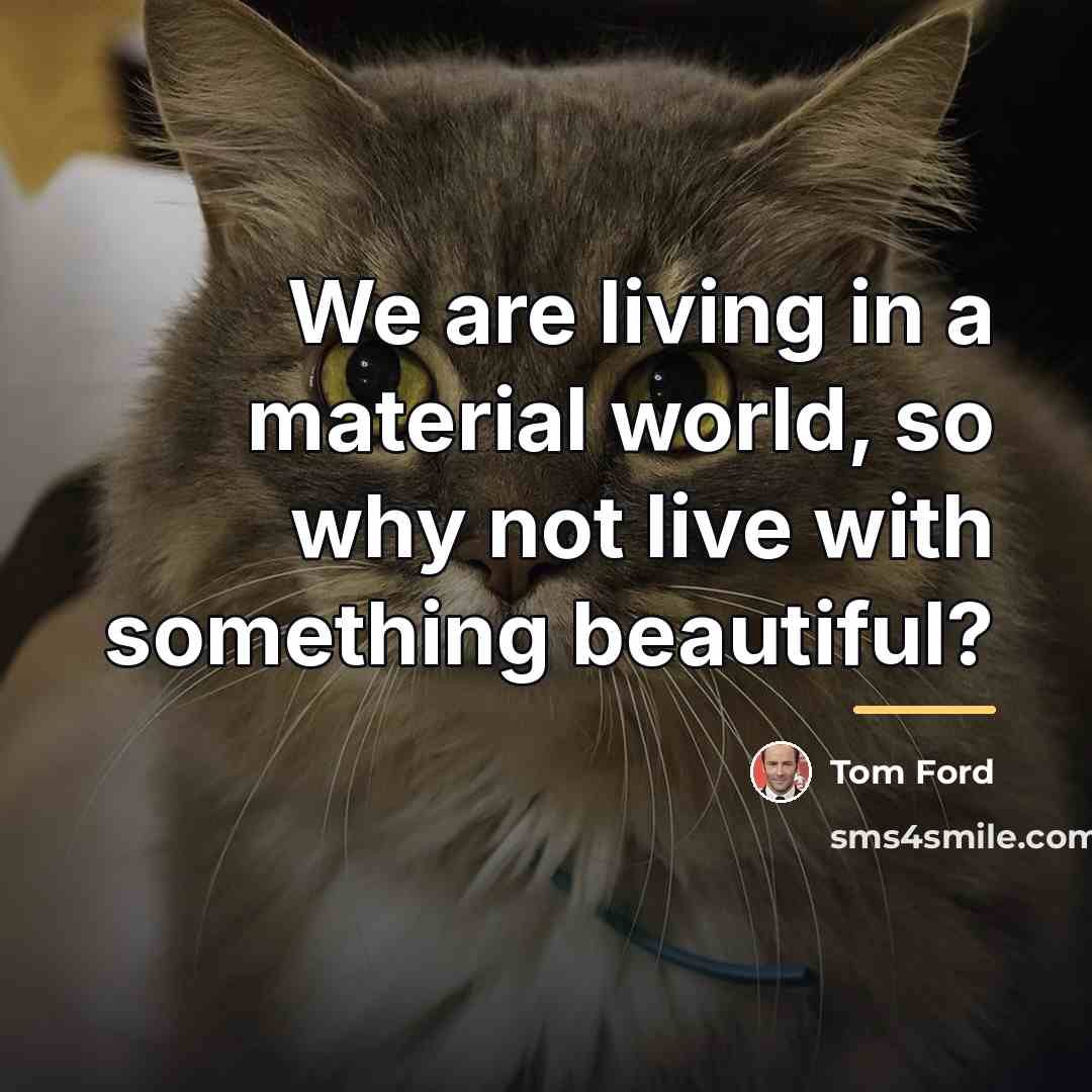 “We are living in a material world, so why not…” quote by Tom Ford