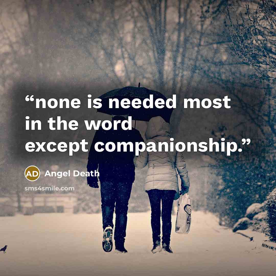 “none is needed most in the word except companionship.” quote by Angel Death