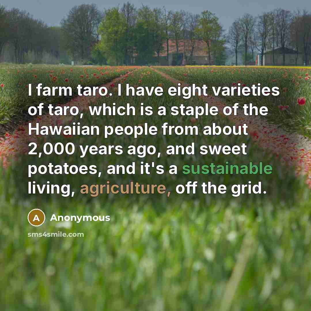 “I farm taro. I have eight varieties of taro, which…” quote by Anonymous