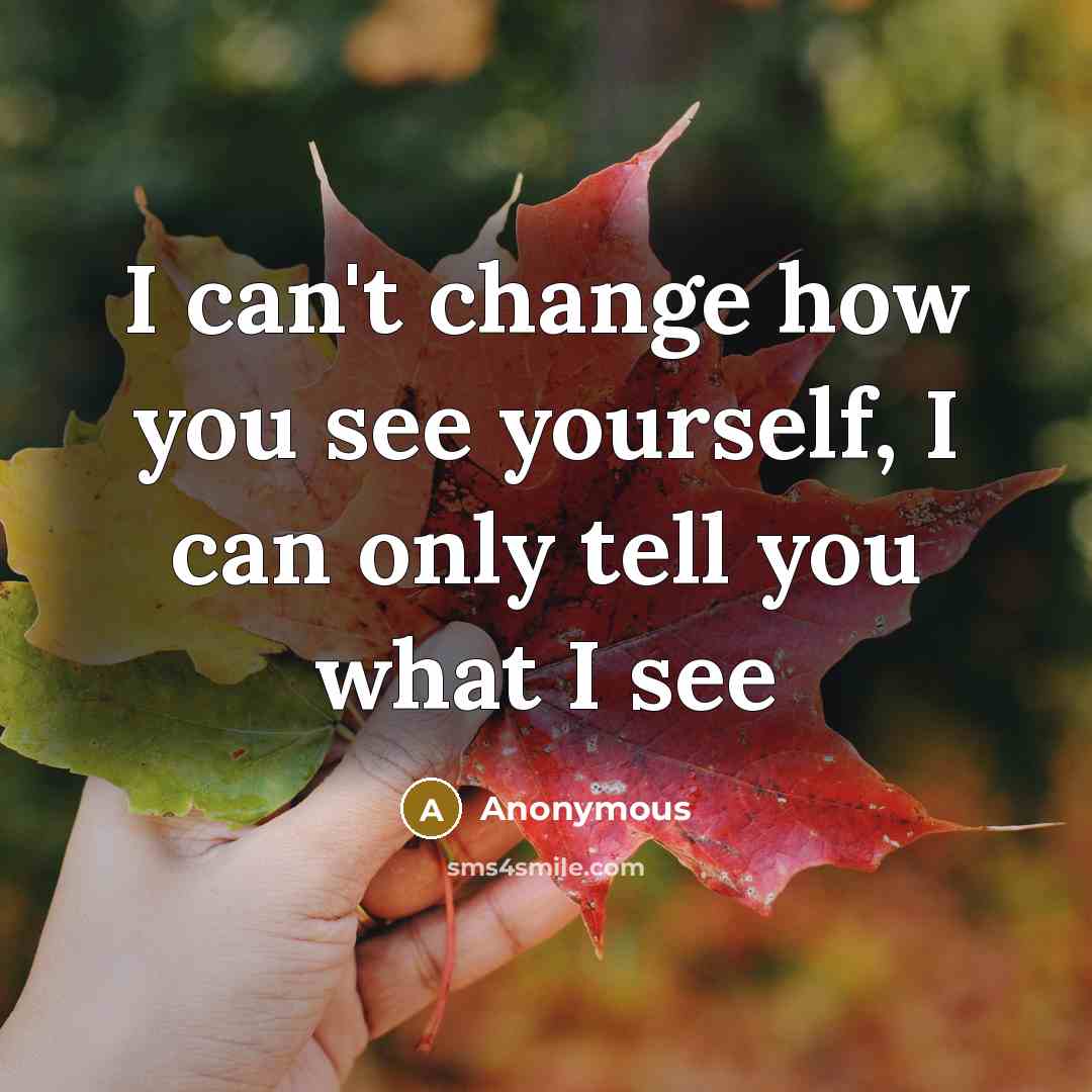 “I can't change how you see yourself, I can only…” quote by Anonymous