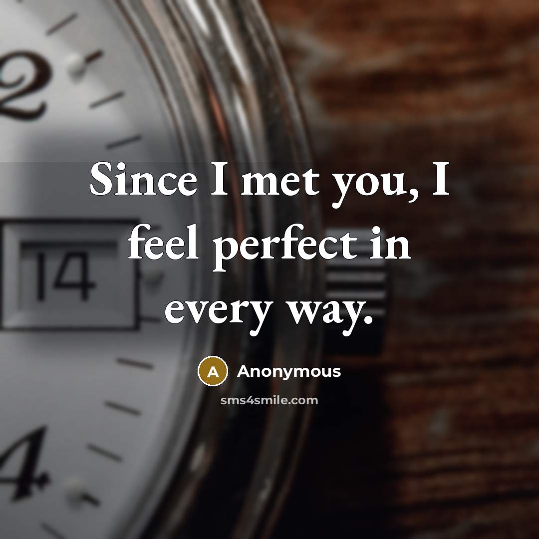 “Since I met you, I feel perfect in every way.…” quote by Anonymous