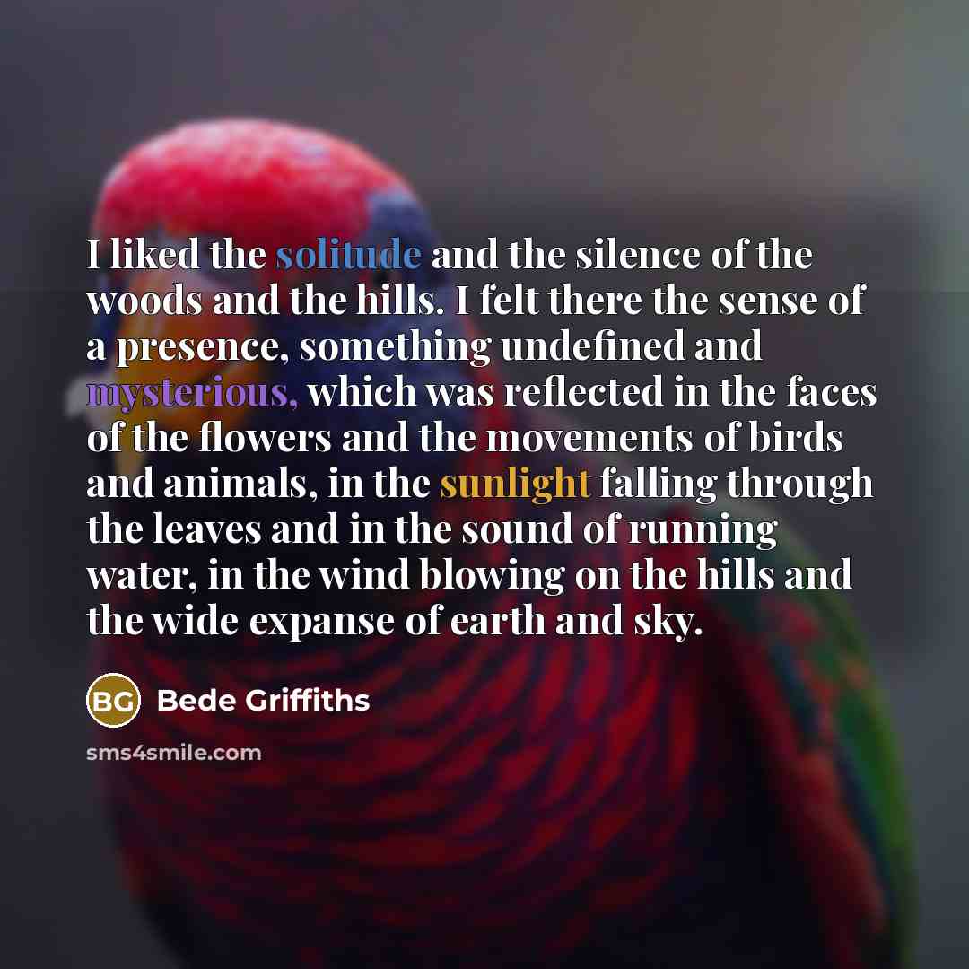 “I liked the solitude and the silence of the woods…” quote by Bede Griffiths