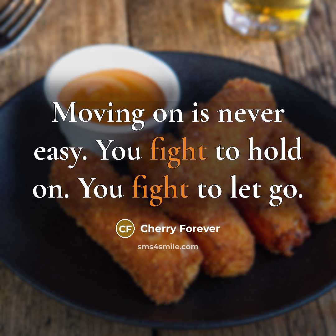 “Moving on is never easy. You fight to hold on. You fight to let go.” quote by Cherry Forever