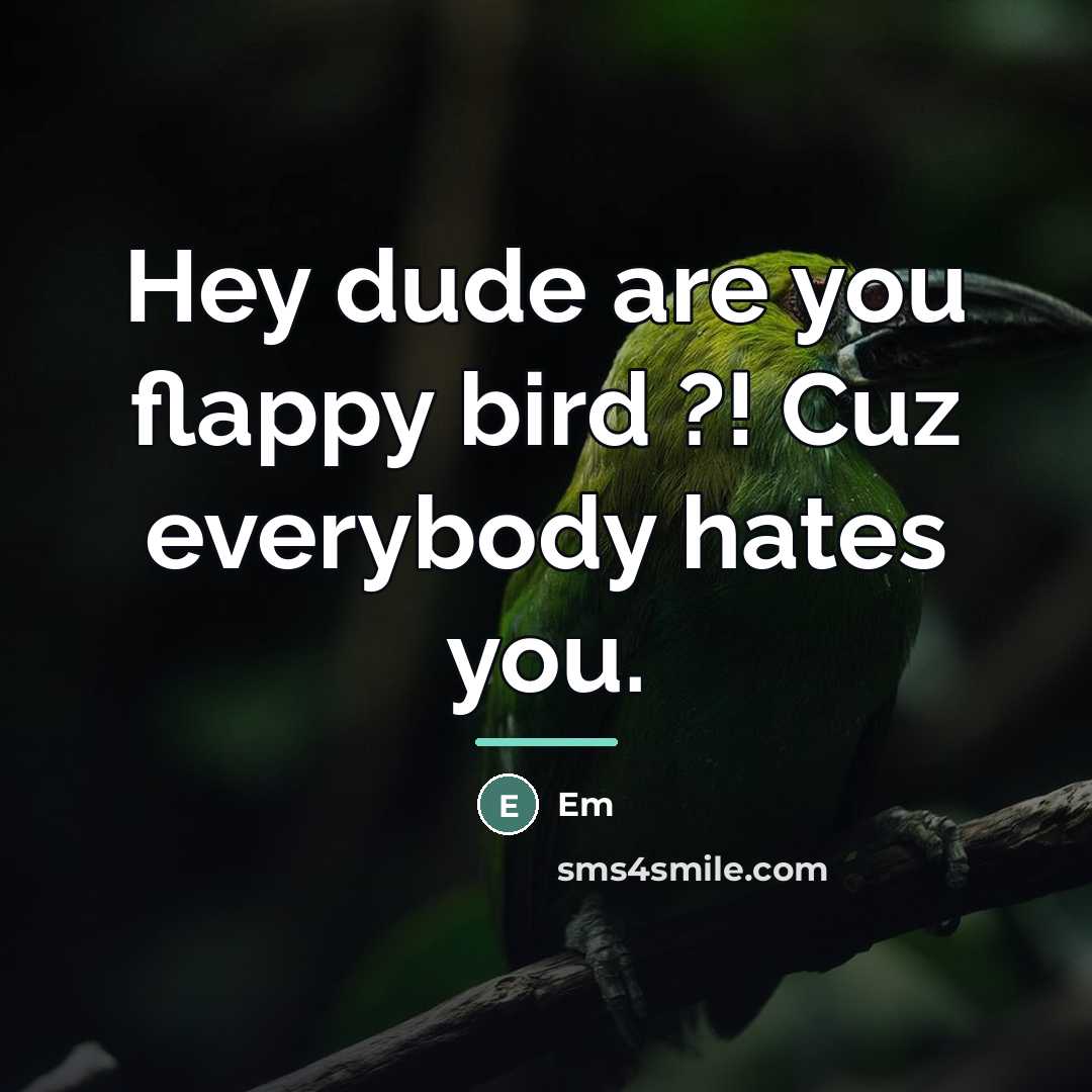 “Hey dude are you flappy bird ?! Cuz everybody hates…” quote by Em
