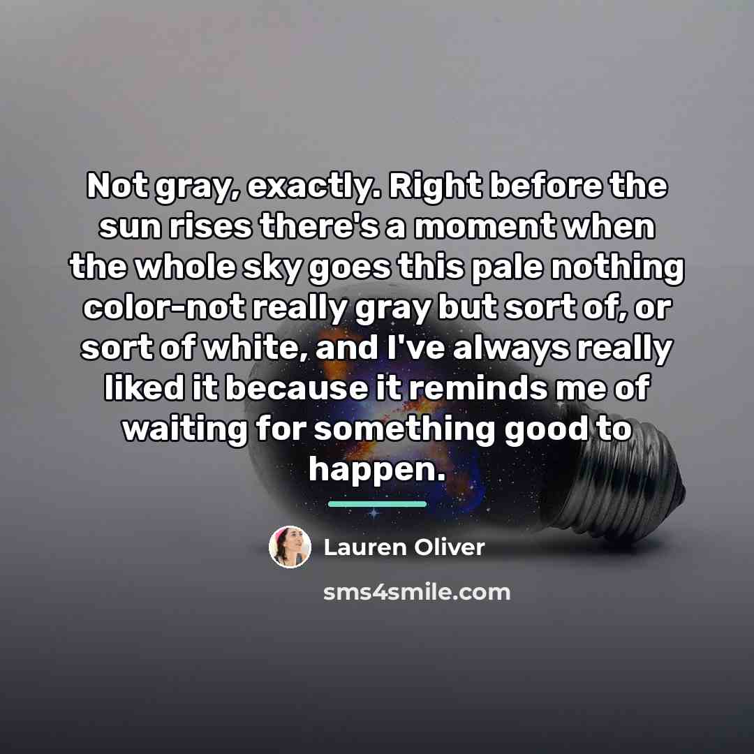 “Not gray, exactly. Right before the sun rises there's a…” quote by Lauren Oliver