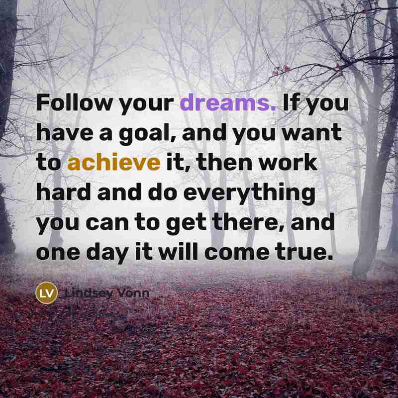 “Follow your dreams. If you have a goal, and you…” quote by Lindsey Vonn