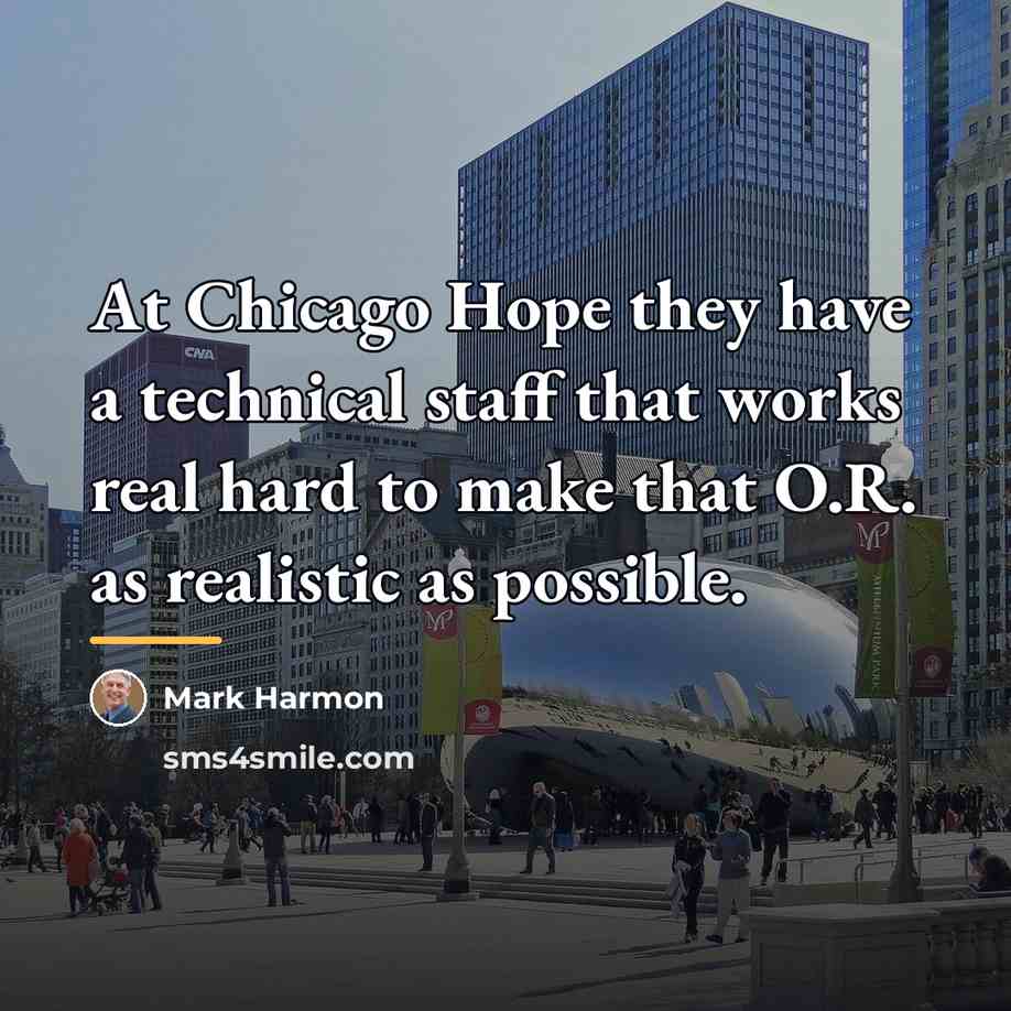 “At Chicago Hope they have a technical staff that works…” quote by Mark Harmon