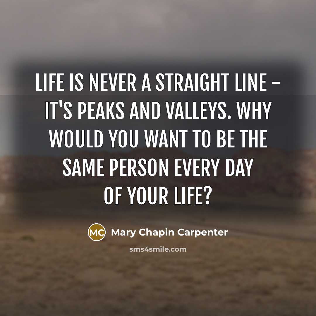 “Life is never a straight line - it's peaks and…” quote by Mary Chapin Carpenter