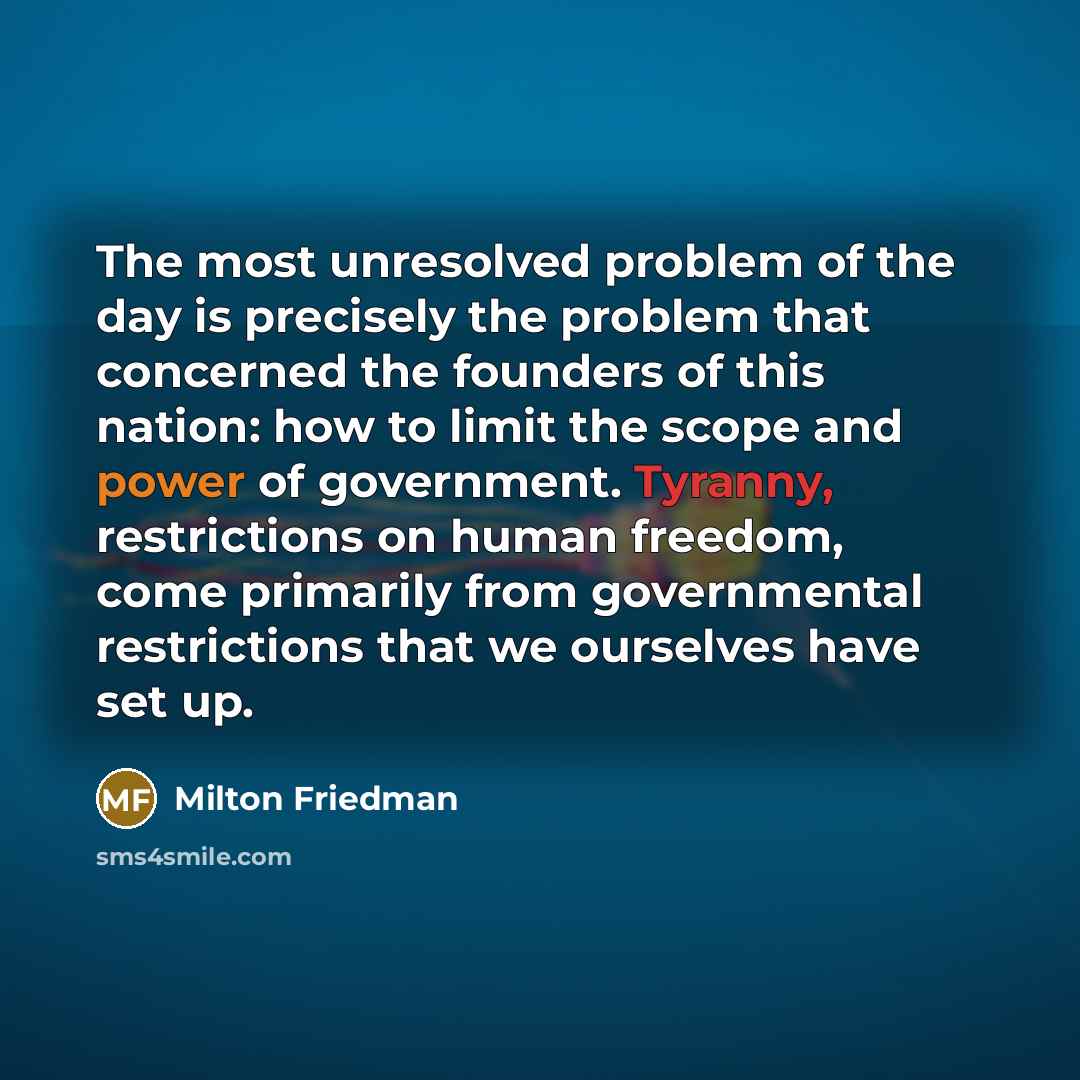 “The most unresolved problem of the day is precisely the…” quote by Milton Friedman