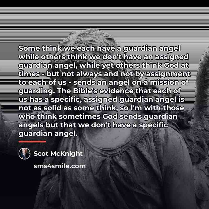 “Some think we each have a guardian angel while others…” quote by Scot McKnight