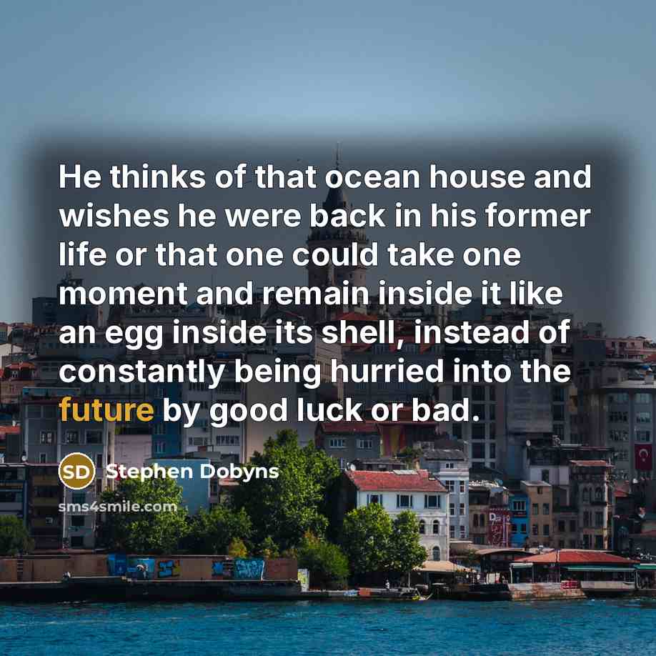 “He thinks of that ocean house and wishes he were…” quote by Stephen Dobyns