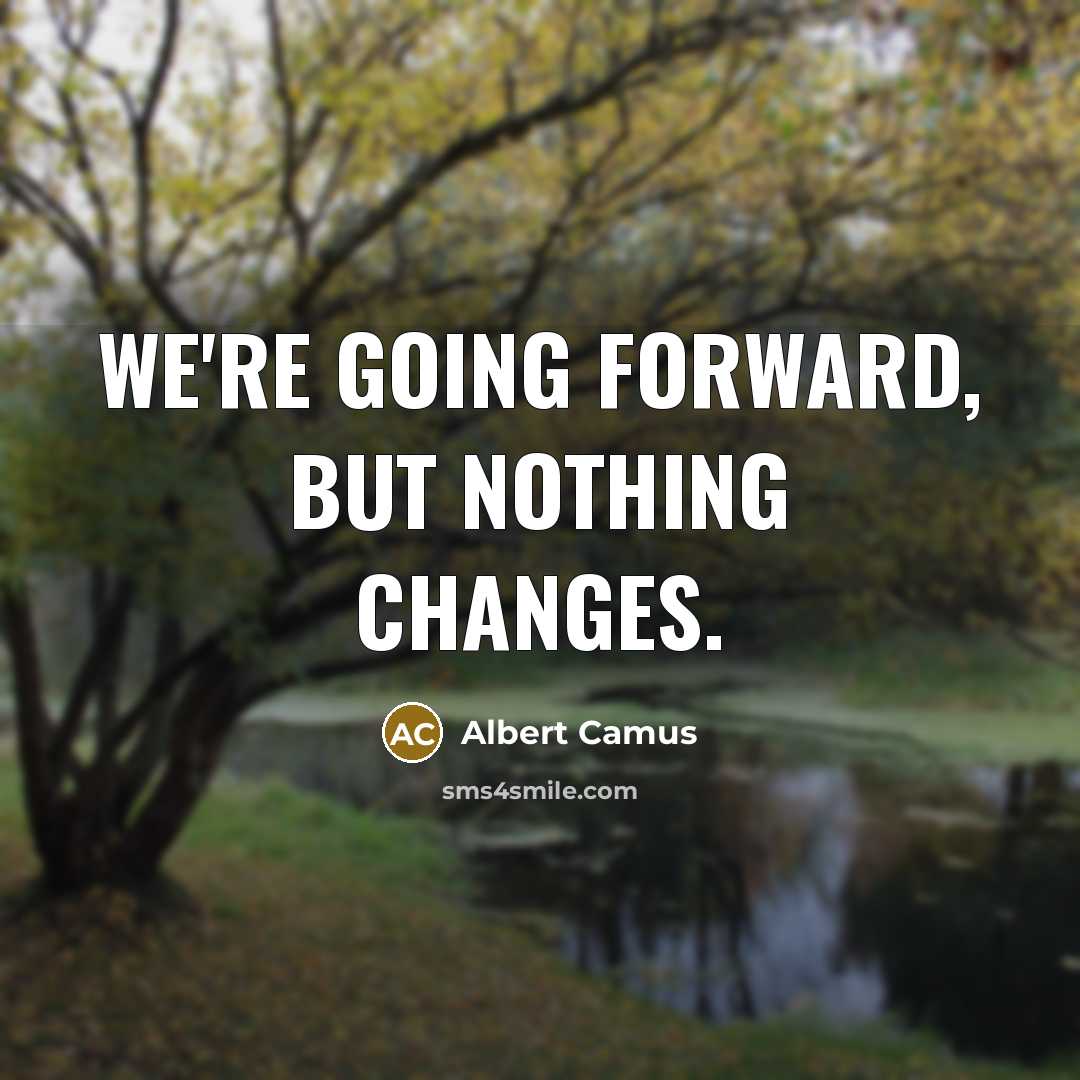“We're going forward, but nothing changes.” quote by Albert Camus