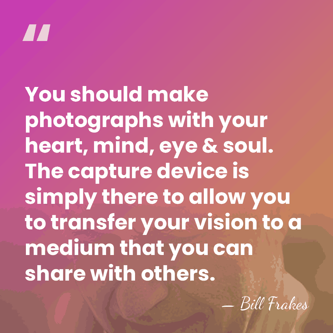 You should make photographs with your heart, mind, eye & soul. The&hellip; - Bill Frakes