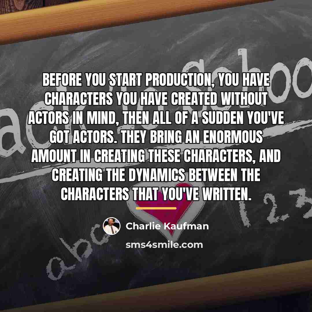 “Before you start production, you have characters you have created…” quote by Charlie Kaufman
