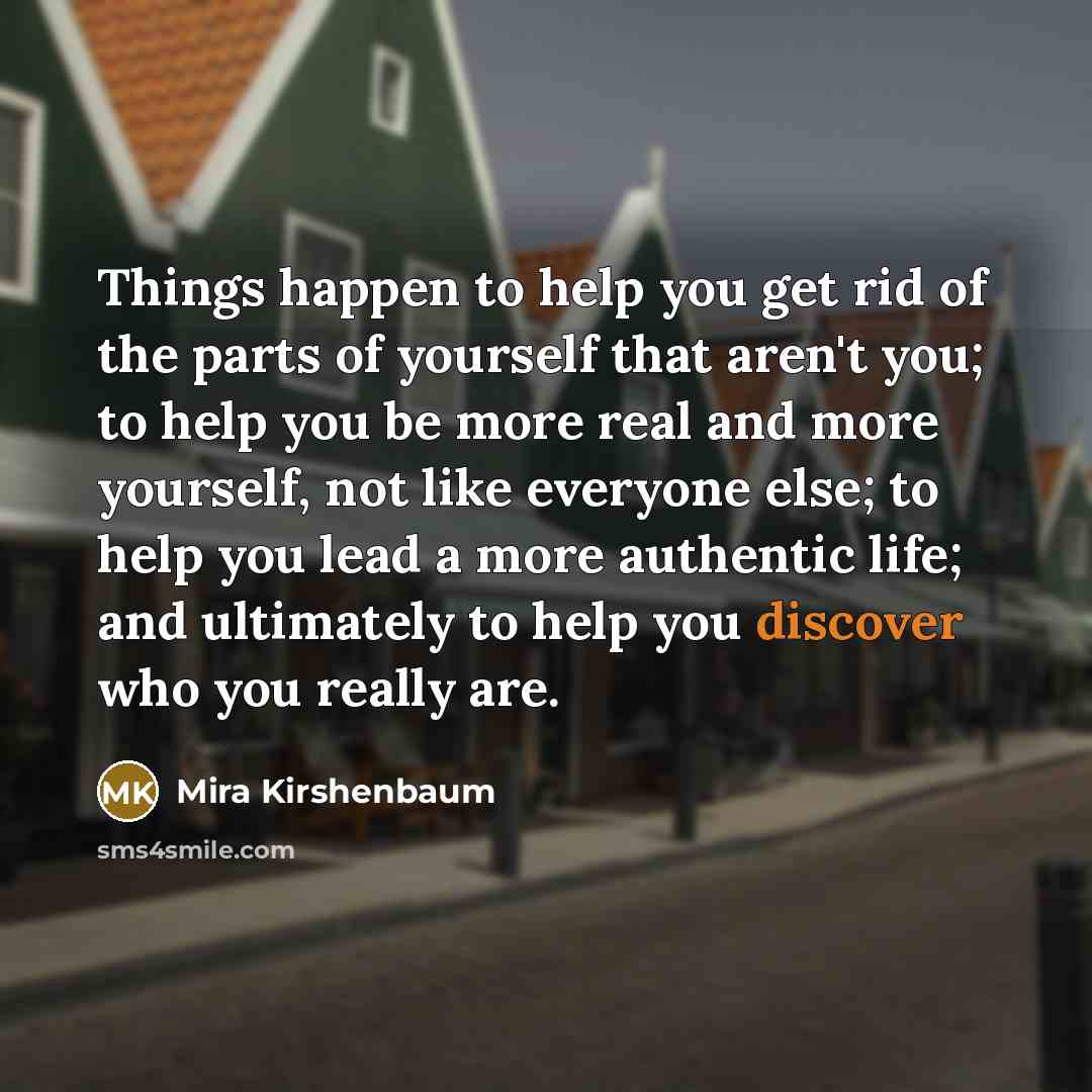 “Things happen to help you get rid of the parts…” quote by Mira Kirshenbaum
