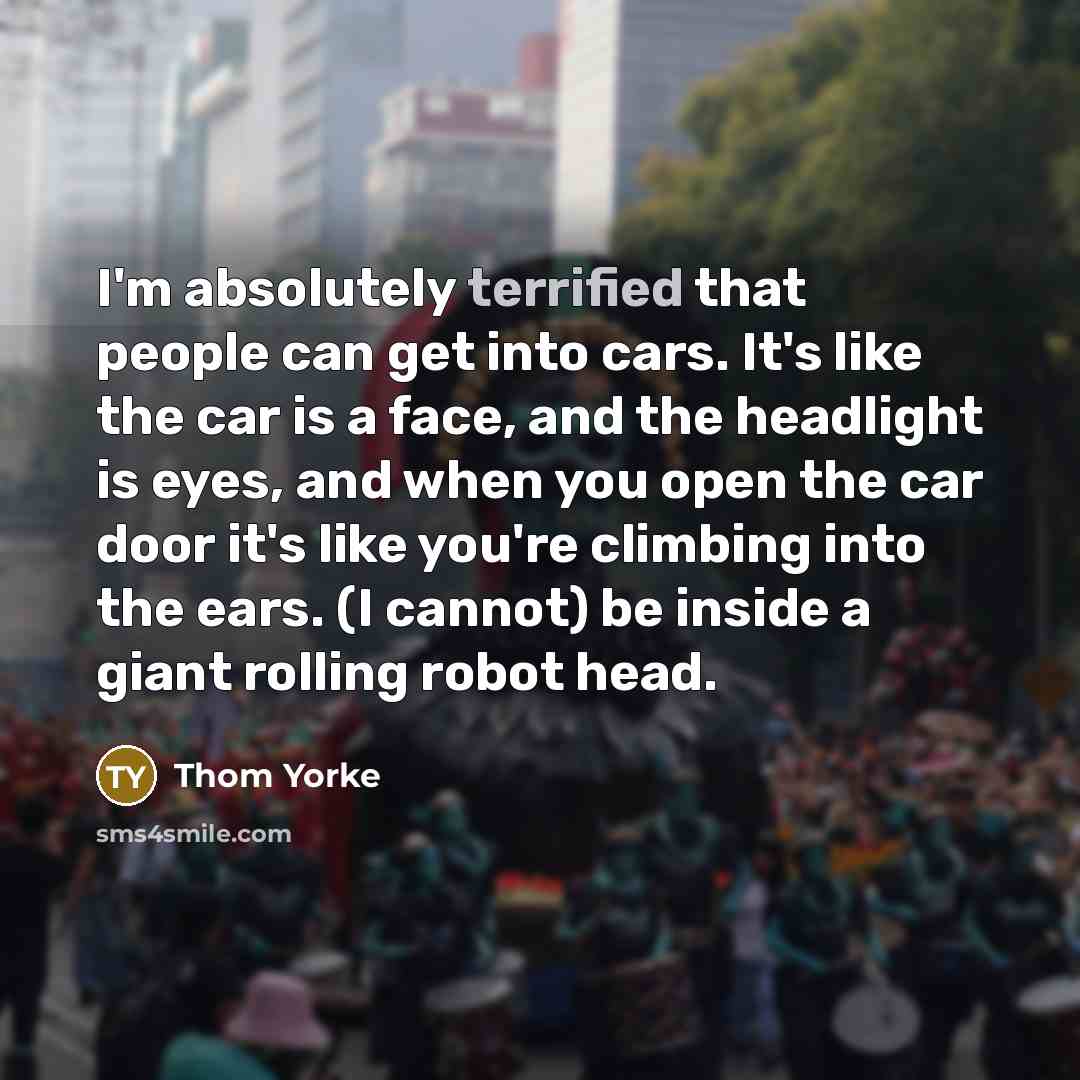 “I'm absolutely terrified that people can get into cars. It's…” quote by Thom Yorke